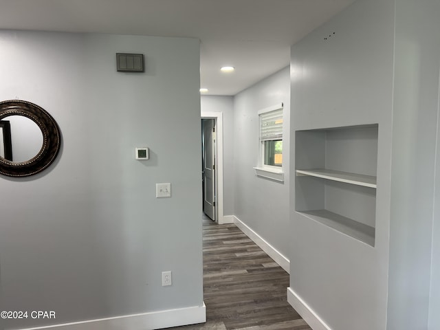 hall featuring dark hardwood / wood-style floors