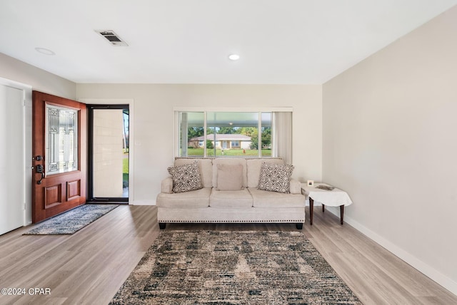 living room with hardwood / wood-style floors