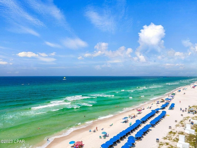 property view of water with a beach view