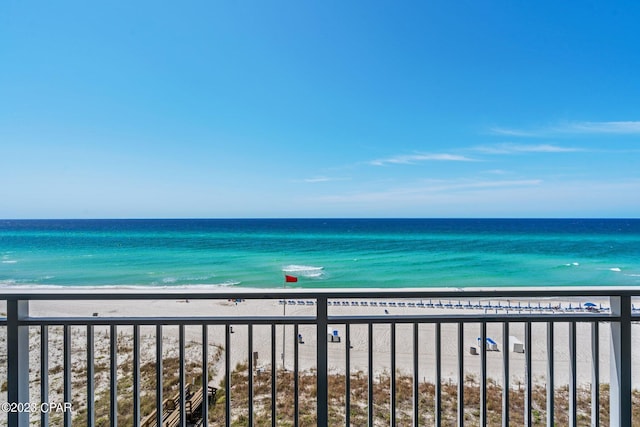 property view of water featuring a view of the beach