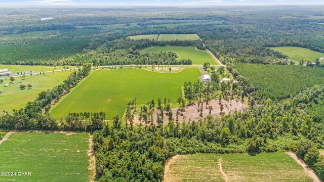 birds eye view of property featuring a rural view