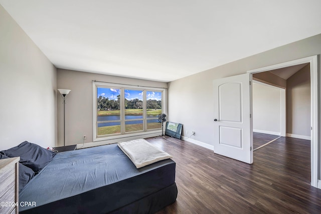 living room with dark wood-type flooring