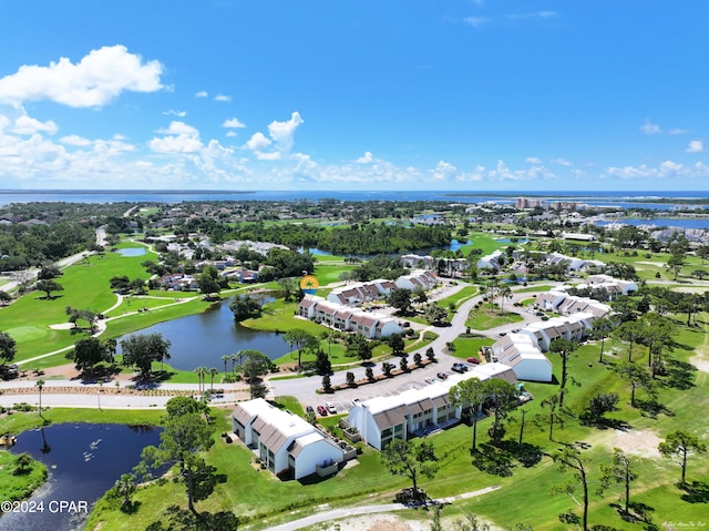 bird's eye view featuring a water view