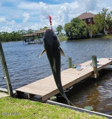 dock area featuring a water view