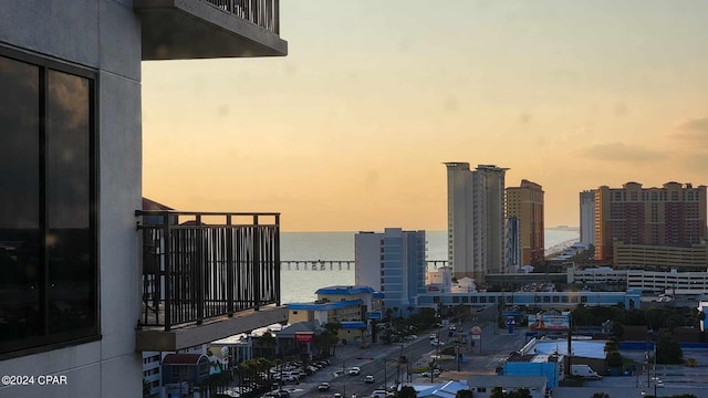 property's view of city featuring a water view