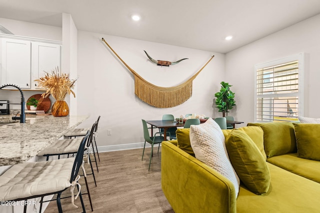 living room with light hardwood / wood-style floors