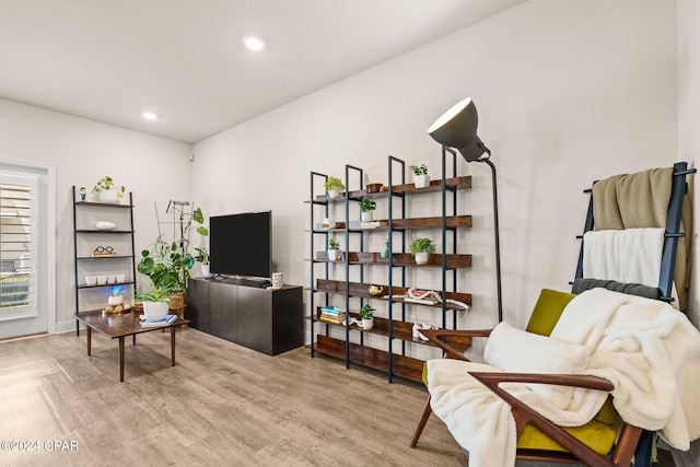 living area with light wood-type flooring