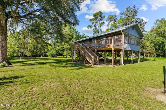 view of yard featuring a deck