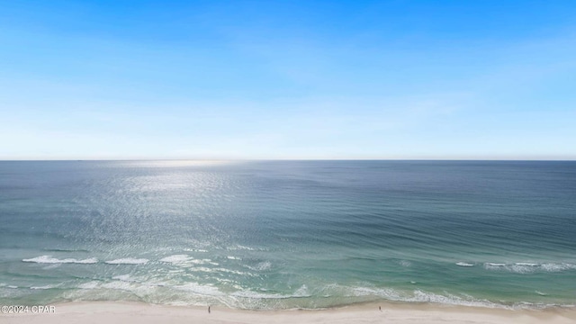 property view of water featuring a beach view