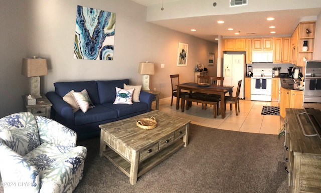 view of tiled living room