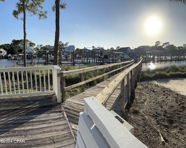 view of dock featuring a water view