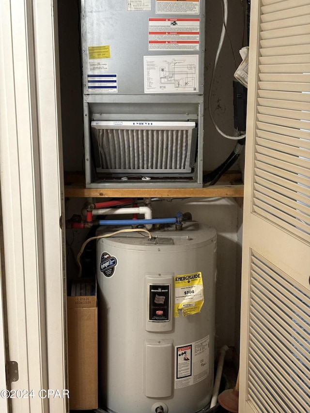 utilities with heating unit and electric water heater