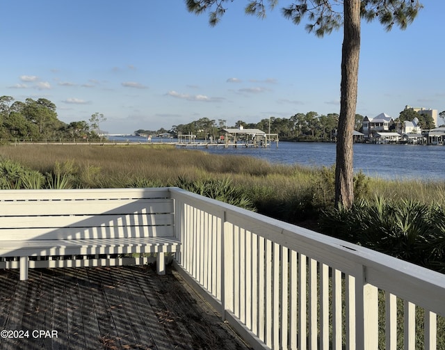 exterior space featuring a water view