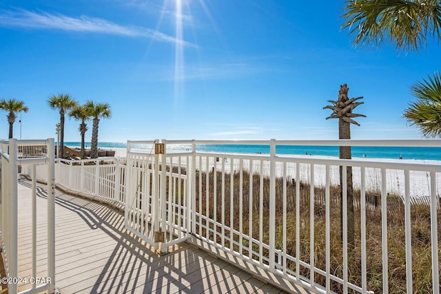 exterior space featuring a beach view