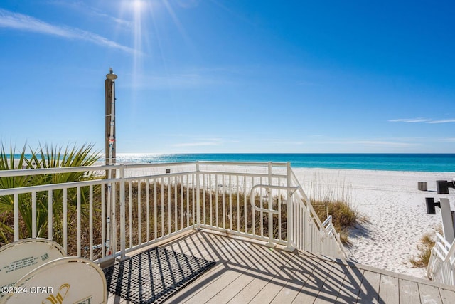 exterior space with a view of the beach and a water view