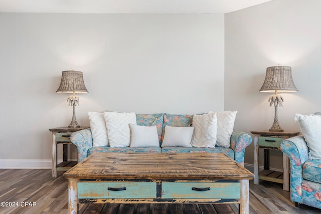 living room with hardwood / wood-style flooring