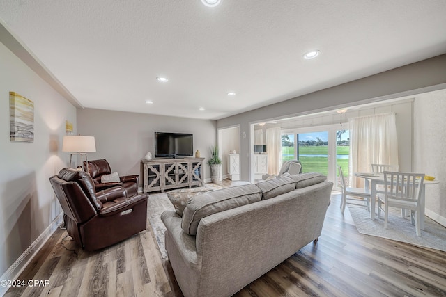 living room with hardwood / wood-style floors