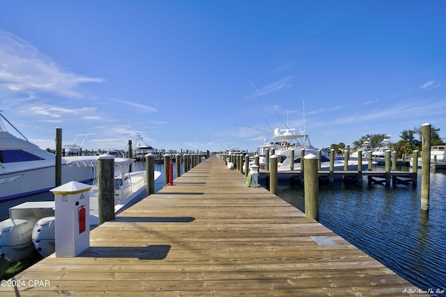 dock area featuring a water view