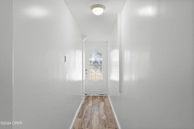 doorway featuring hardwood / wood-style floors