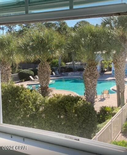 view of pool featuring a patio area