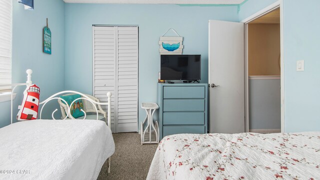 bedroom with a closet and carpet