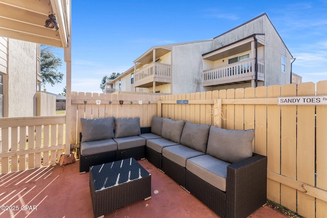 view of patio featuring an outdoor living space