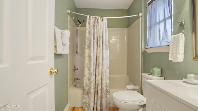 3809 Mystic St, Panama City, FL 32408 - bathroom featuring shower / bath combo with shower curtain, toilet, and vanity