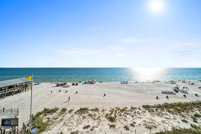 property view of water with a beach view