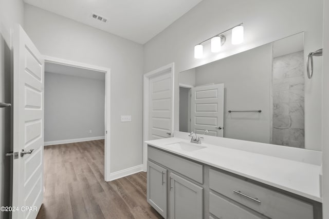 bathroom featuring wood-type flooring and vanity