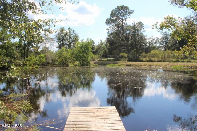 view of dock featuring a water view