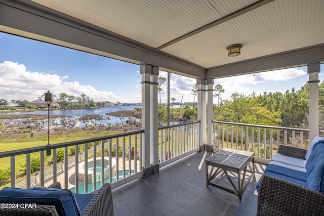 balcony with a water view