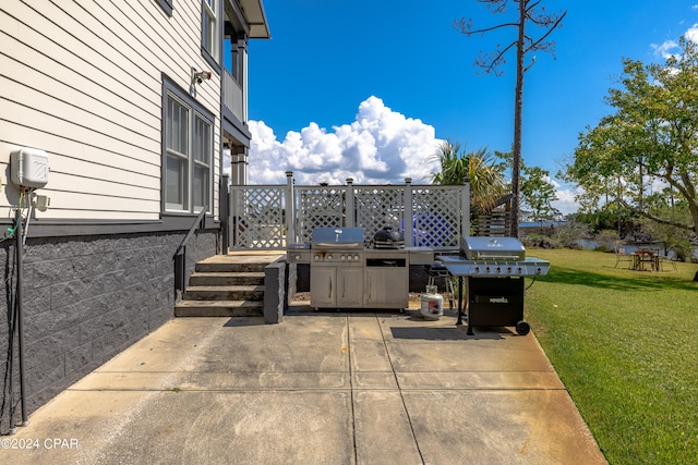 view of patio / terrace with a grill