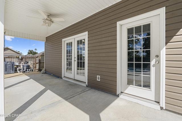 1300 Alabama Ave, Lynn Haven, FL 32444 - view of patio featuring a ceiling fan and french doors