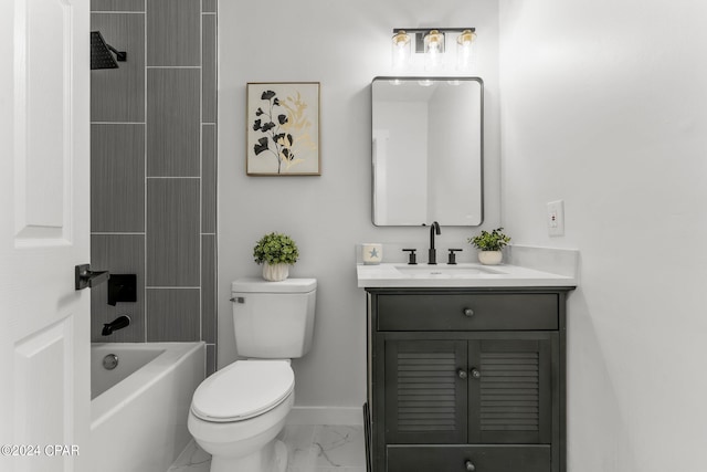 full bathroom with vanity, toilet, and  shower combination