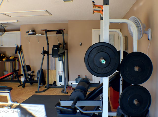 exercise area with hardwood / wood-style floors