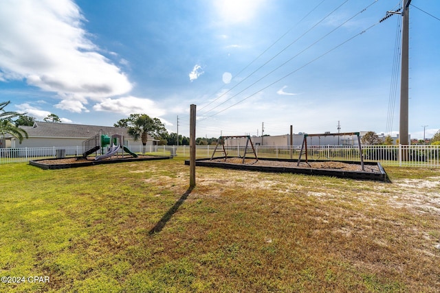 view of yard featuring a playground