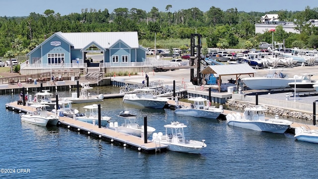 view of dock featuring a water view