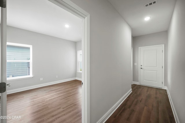 hall featuring dark hardwood / wood-style floors