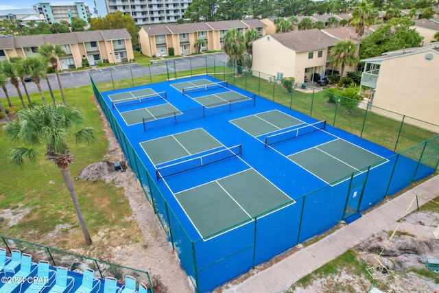 view of tennis court with basketball court