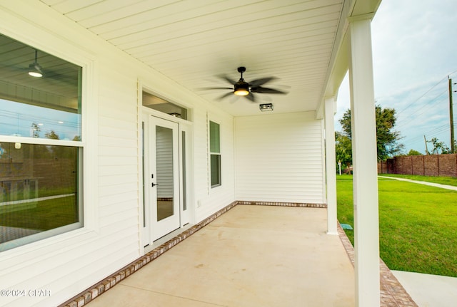 view of patio / terrace with ceiling fan