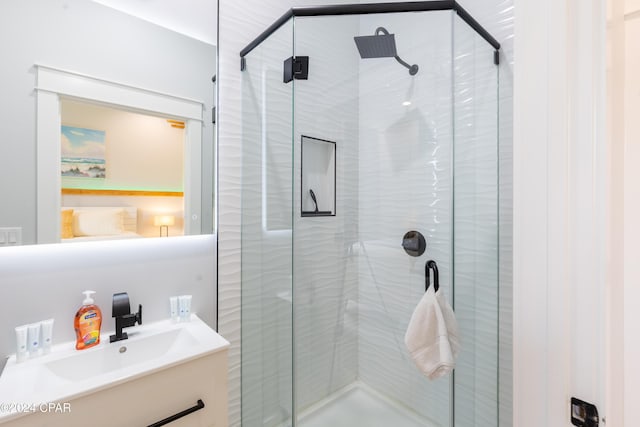 bathroom featuring sink and walk in shower