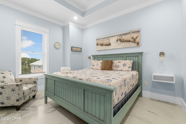 bedroom featuring ornamental molding