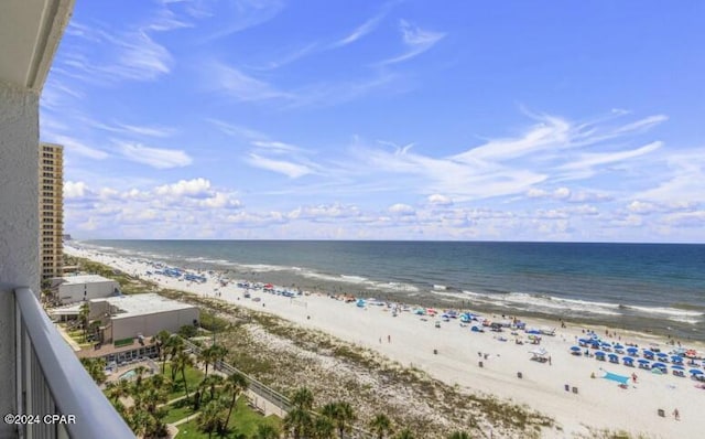 property view of water featuring a view of the beach