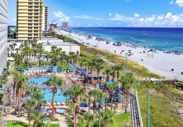 view of water feature with a view of the beach