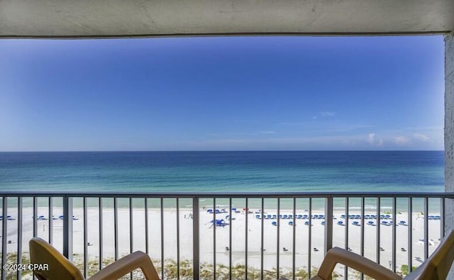 exterior space featuring a beach view