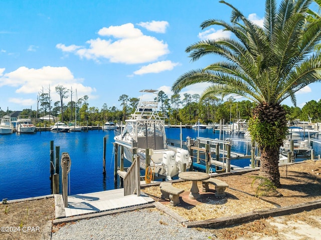 view of dock featuring a water view