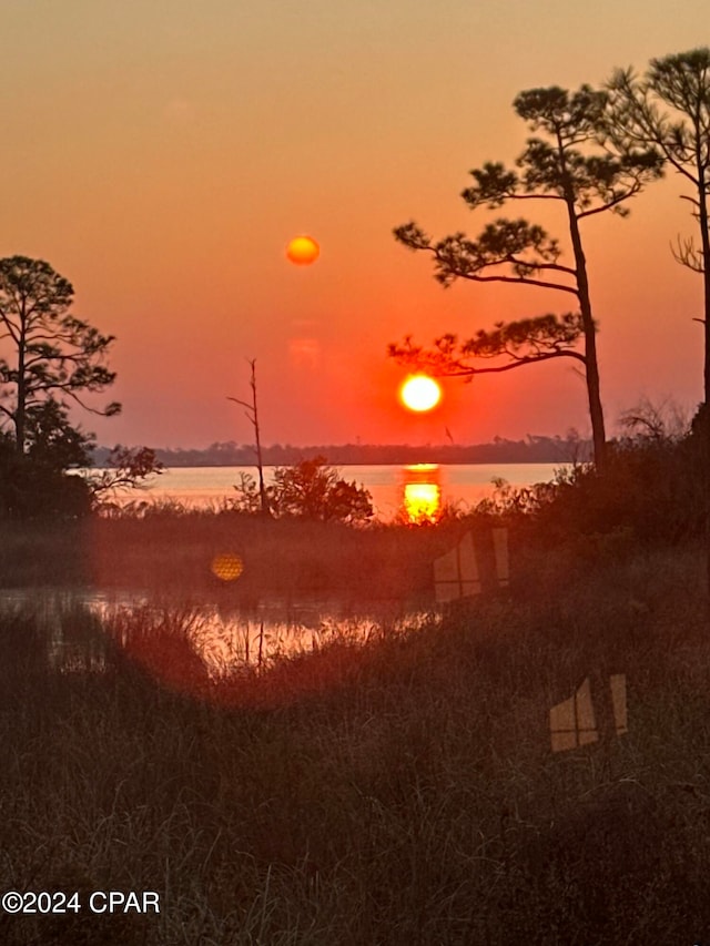 nature at dusk with a water view