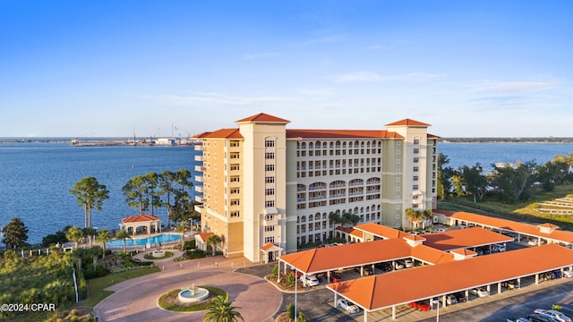 view of property with a water view