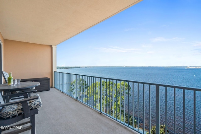 balcony with a water view