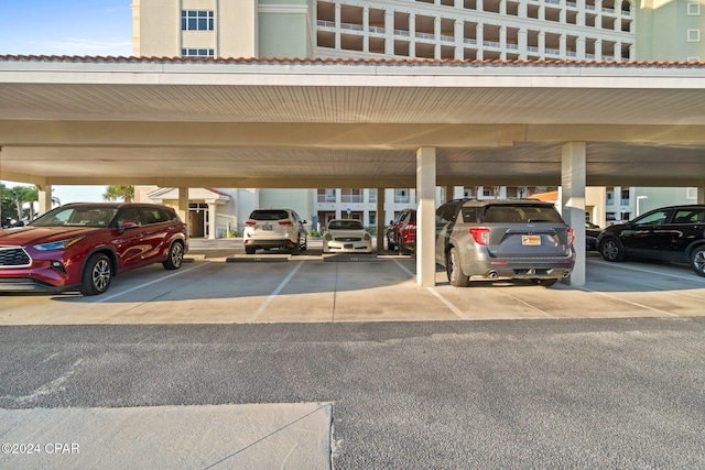 view of car parking featuring a carport